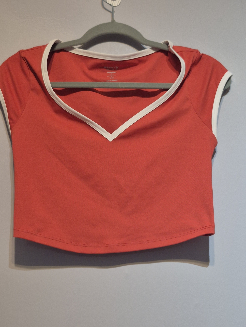 Women's Red V-Neck Trim Crop Top